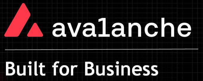 The image displays the Avalanche (AVAX) logo alongside its "Built for Business" slogan on a black grid background, directly illustrating the post's point that Avalanche positions itself as enterprise-grade Web3 infrastructure rather than a speculative retail platform.