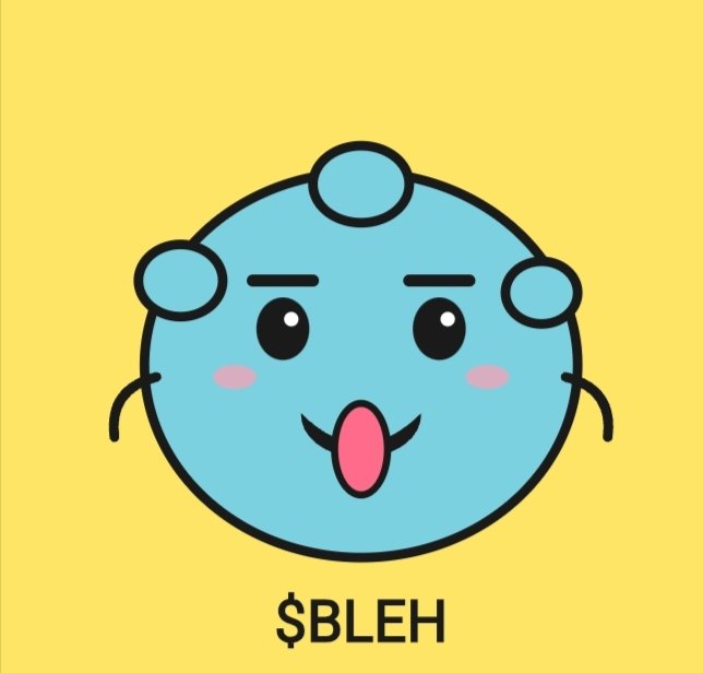 A cute blue cartoon blob character sticks out its tongue in a playful "bleh" expression against a yellow background, with the text "$BLEH" displayed below. The image serves as the branding/logo for the BLEH NFT collection being advertised for its FCFS mint event on OpenSea.