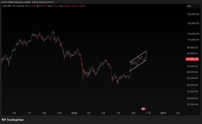A TradingView chart of AALO-H2028 with the title 'TradingView 兴科股份', showing price movements in USD ranging roughly from 42,500 to 160,000, with a small ascending flag pattern drawn.