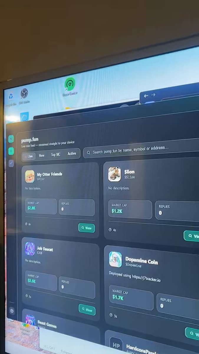 The image shows a computer screen displaying a list of items, including games and apps, with a focus on the Natox trading app. The screen also has a message about an upcoming pump function that will be available soon. This information suggests that the user might need to update their account or adjust settings before the pump function can be used effectively.