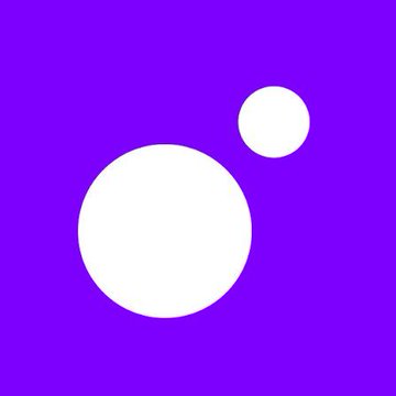 A purple square icon featuring two white circles of different sizes, resembling a minimalist logo or app icon, visually represents the new AI-powered crypto payment tool.