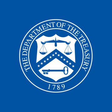 The image displays the official seal of the U.S. Department of the Treasury, featuring a shield with scales of justice, a key, and thirteen stars, encircled by the text "THE DEPARTMENT OF THE TREASURY" and the founding year "1789." The seal serves as a visual reference to the Treasury Department's recent decision to withdraw proposed crypto surveillance rules, a move seen as favorable for privacy and self-custody in the crypto space.