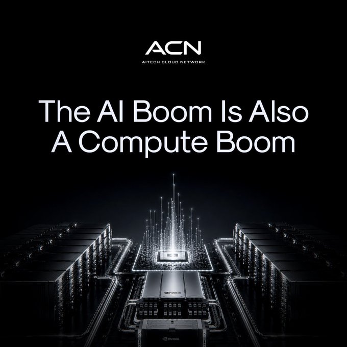 The image shows a large computer server with multiple servers stacked vertically against a black background. The text above the image reads "The AI Boom Is Also A Compute Boom!". This suggests that as AI technology advances, there will be an increased demand for computing power due to the growing applications of AI models. The focus on AI models in the post implies that while AI is becoming more prevalent and important, it's crucial not to overlook the infrastructure required to support its growth and development.