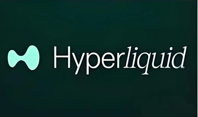 The white text 'Hyperliquid' next to a teal droplet-shaped logo on a dark green background.