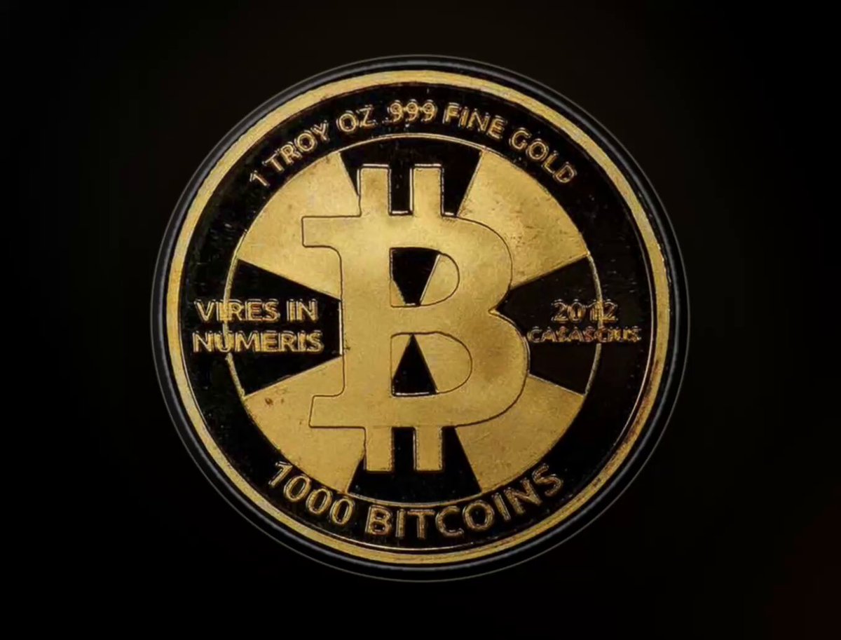 The image features a gold-colored coin with the Bitcoin symbol at its center. The text "1,000 BTC Casascius" is written around the edge of the coin. The caption below the coin reads, "Focus on what is in the image and how it relates to the post." This suggests that the coin's value might be worth considering when evaluating its significance or potential investment opportunities.
