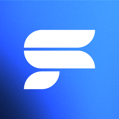 A stylized white logo resembling a curved, segmented letter "P" or "F" is displayed against a vibrant blue gradient background, serving as the new profile picture to match the post's message of a refreshed yet familiar identity.