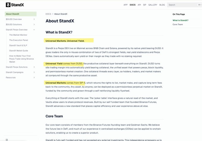 The screenshot displays a website's main page with an article about standx, which appears to be from the Universal Markets (SIP5) platform. The webpage is white with black text, emphasizing its prominence in this context. A banner ad can be seen, likely promoting a product or service associated with standx. The layout and content of the image match the main post's information about standx's mission, which is centered on the website page, drawing attention to it.