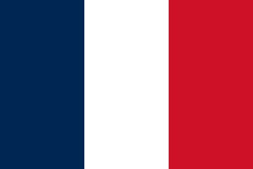 A flag with three vertical stripes of dark blue, white, and red.