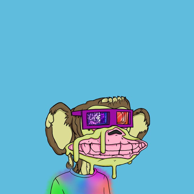 The image features a cartoon monkey wearing purple glasses, with its face covered by googly eyes that give it a playful appearance. The monkey is also wearing a tie-dyed shirt, adding to its unique character. The caption below the image reads "Thank you to @CryptoC0wboy for showing me the LilMutants in Otherside." This suggests that the image was created as part of a social media post or online campaign related to the popular cartoon character LilMuts from the movie Liluto.