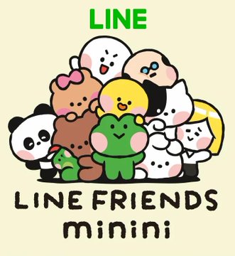 An illustration features a group of LINE FRIENDS minini characters with the text 'LINE FRIENDS minini' at the bottom.