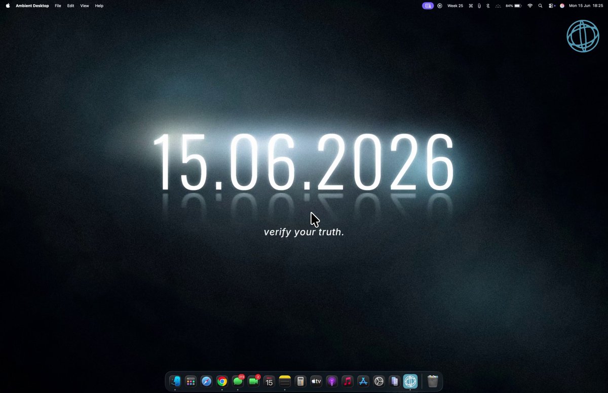 The image shows a computer screen displaying a desktop background with a clock showing the time as 15:06:20. The text "verify your transaction" is displayed below the clock, indicating that the user should verify their transactions before proceeding further.