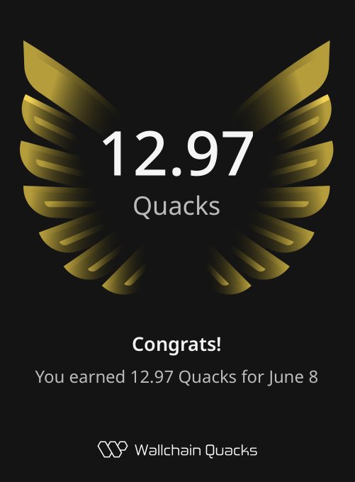 The image features a poster or screen with an appreciation for Quacks at the top, followed by an accomplishment for scoring 12.97 Quacks out of 13. The text "Good night CT Ending the day on a grateful note. Earned 12.97 Quacks" emphasizes this achievement and suggests how it has enriched the individual's life.