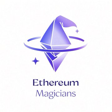 The image displays the Ethereum Magicians logo, featuring a stylized purple and blue diamond/crystal emblem encircled by an orbital ring with sparkle accents, above the text "Ethereum Magicians." This logo represents the community of Ethereum protocol developers and researchers discussing upgrades like Hegotá, where the Protocol Architecture team proposed FOCIL and Frame Transactions to enhance censorship resistance and privacy in the network.