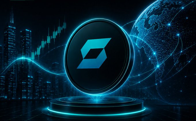 The image features an abstract representation of financial markets with a blue coin symbolizing cryptocurrency. The background shows a globe, representing the global nature of these markets. The caption above the image reads "Financial markets have evolved many times. From trading floors to online brokers. The next evolution is bringing real market exposure into a programmable, always-on environment. That'S the opportunity @ShiftRWA is exploring."