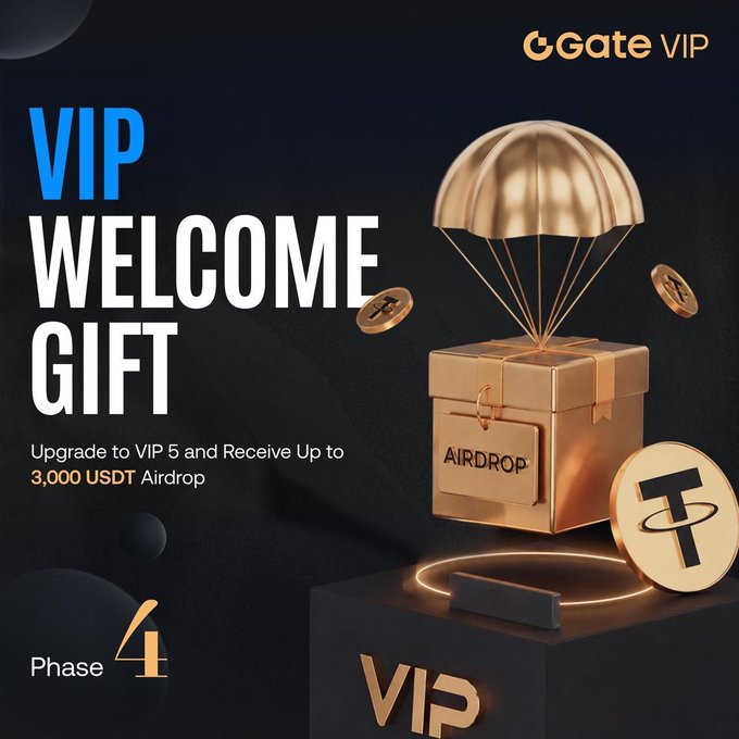 The image features an advertisement for an event called "VIP Welcome Gift" that takes place from May 26th through June 25th. The event aims to welcome new users to the VIP program, which offers a 15-day trial period followed by a contract phase where users can earn up to 1,888 USDT as a reward in the form of airdrops. The post also mentions that there is a spot for trading CFD (Contract Spread Trading) and that the event has been approved by Gate Vip.