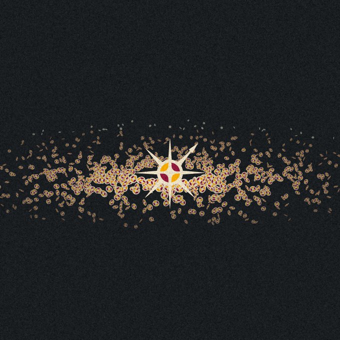 A bright starburst surrounded by a scattered band of golden particles against a dark background symbolizes the launch of the Meridian token (MCD), which is debuting on Uniswap with anti-sniping measures and a 5% buy/sell tax.