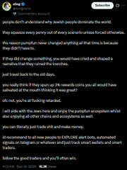 A screenshot of a tweet reply thread discussing the need to "undo" people dominating the world, referencing a "reason pumpfun never changed anything at that time is because they didn't have to." The reply suggests using "0 fee swaps" and "0% rewards coins" while satiated at the mouth thinking it was great. The accompanying comment "correct. hey @derivativist pay dex and allat bruv" appears to sarcastically agree with the thread's content about decentralized exchanges needing to compete with Pumpfun. The timestamp shows 4:52 PM and the handle appears to be from a user discussing crypto/DeFi topics.