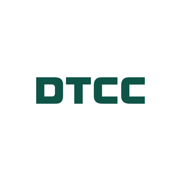 The image displays the green "DTCC" logo, representing the Depository Trust & Clearing Corporation, which is referenced in the post about HashKey joining DTCC's Digital Assets Advisory Services Industry Working Group as its first Asian crypto service provider member.
