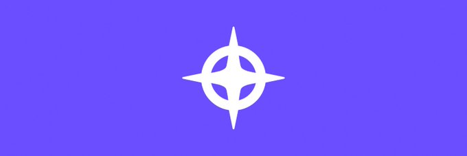 A simple white nautical star or compass rose icon centered on a solid bright purple background.
