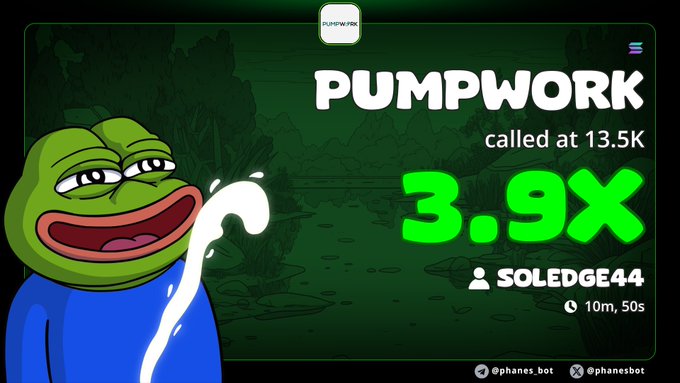 The image shows a cartoon frog with its mouth wide open, creating a large white water spray that looks like it's coming out of the middle of an animated scene. The background features green vegetation, giving it a nature-inspired feel. In front of this lively scene is a banner containing text and images related to Pumpwork.