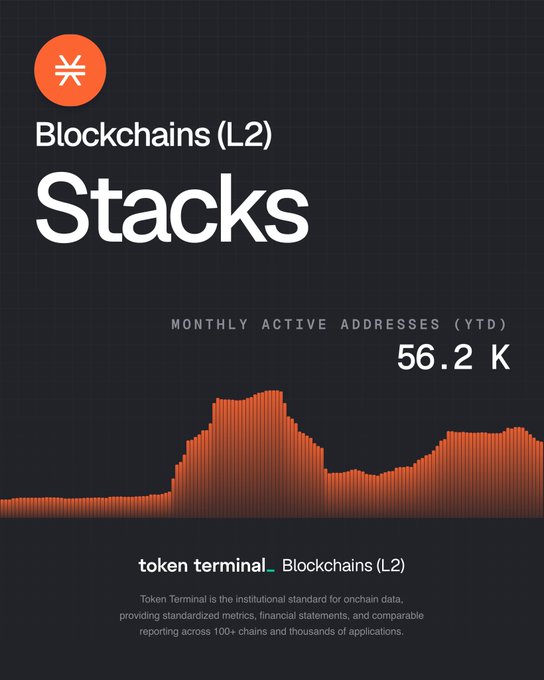 The image shows a bar graph with "@Stacks" written below it. The x-axis represents months, with January being at 0 and December at 5. The y-axis indicates the number of active addresses for @Stacks each month. In total, there were 1,637 active addresses in June and 2,862 in May during the year. A chart is presented to follow up on this information.