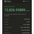 A screenshot from the Ethos app displaying a user's lifetime balance of 12,826.93889 tokens, alongside their lifetime USD value and earnings breakdown metrics. The image illustrates the token balance aspect of vouching/staking $WHUF tokens, which is the mechanism referenced in the accompanying guide about Ethos Network's vouching system and 85% price guarantee.