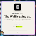 A promotional graphic titled "The Wall is going up" for TheCardWall crypto/NFT project, featuring their logo on a yellow background. The image advertises the upcoming launch of the $WALL token and NFT collection, with tweet text confirming the project's verification on OpenSea and offering a $500 price for the NFT contract at 0x890215157dbec26d67605324271b34ba05ee9e58.