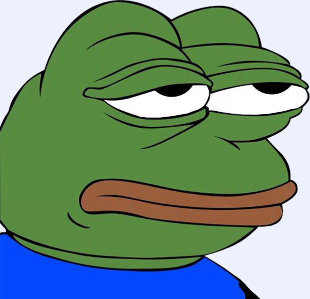 The image shows the "Unsettled Pepe" frog meme, featuring a tired, unimpressed-looking green frog with half-lidded eyes and a flat expression. This deadpan reaction perfectly matches the post's skeptical tone, capturing the weary disbelief of a crypto observer watching hyped bundled memecoins being celebrated as a major comeback for Solana while comparing it unfavorably to the larger bundled runners seen throughout 2024.