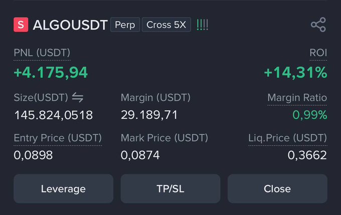 The image shows a trading platform that displays current information about the exchange, including the closing prices of various market data points such as PNLUSDT, USDT, ROCSX, and MARIN RATIO. The screen is filled with numbers, symbols, and text, suggesting that these figures have been updated throughout the day to keep users informed about the performance of different cryptocurrencies in the exchange's portfolio. A red status bar at the top indicates that the Algo has started trading something and is actively monitoring multiple markets. This information is crucial for those interested in cryptocurrency investing as it provides real-time updates on the market activity, enabling them to make informed decisions about their investments.