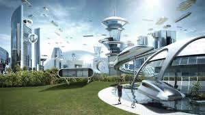 A futuristic utopian cityscape featuring sleek curved architecture, towering skyscrapers, a central tower with flying vehicles, and green spaces where pedestrians stroll beneath a bright sky. The image reflects the post's vision of a harmonized world where FWA, ORE, and ANSEM would be strategically paired with their respective counterparts, symbolizing technological balance and an ideal future of aligned ecosystems.