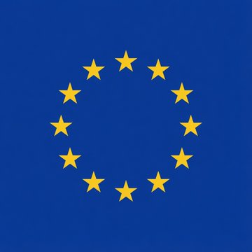 The image shows the European Union flag, featuring a circle of 12 yellow stars on a blue background, symbolizing the EU's authority behind the sanctions mentioned in the post against crypto platforms accused of helping Russia evade restrictions.