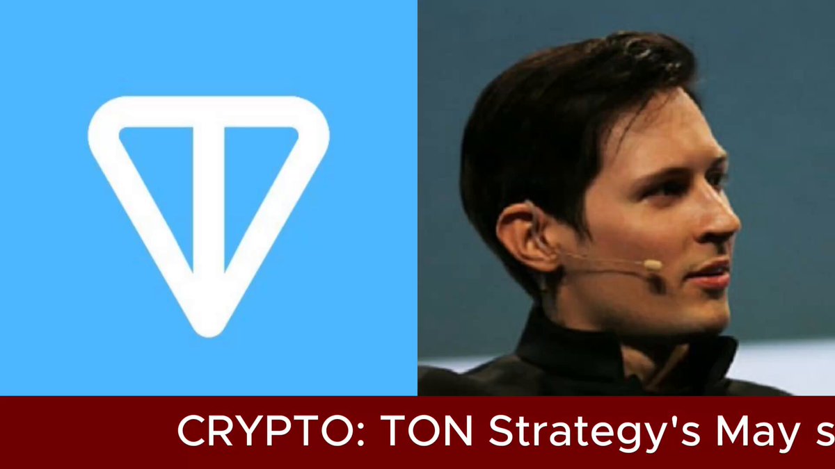 The image features a man wearing headphones with his head tilted back, possibly listening to a presentation or speech. The background of the image is white, which contrasts with the blue square logo that reads "Cypto: TON Strategy's May s". Below this logo, there is text that says "Cypto: TON Strategy's May s" and "TON Strategy generates 3.3M TON in Monthly staking rewards TON strategy ( @tonstrat ) reports a record 3.3M $TON (5.6M) in gross staking rewards for May 2026". The man is positioned behind the logo, emphasizing its importance within the context of the image.