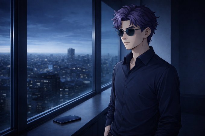 The image features a man wearing sunglasses, standing by a window with a city view outside. The man appears to be looking out at the cityscape or possibly contemplating something. There are two cell phones visible in the scene - one near the bottom left corner of the image and another towards the center right side. The post seems to be promoting an idea about the importance of early defense, which could be related to the concept of building a strong defense system before facing challenges or threats.