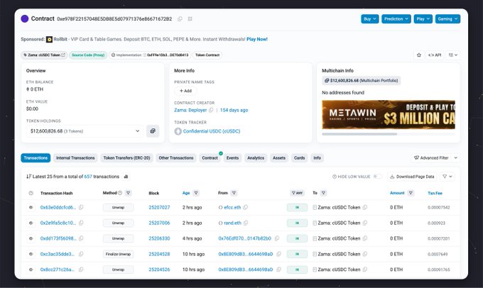 The image features an electronic screen displaying a web browser that shows details about Bitcoin transactions, including addresses and amounts. The main focus of the content is an Ethereum address, $ZAMA's $cUSDC contract, which has been frozen due to certain complexities within the transaction network. The post discusses the potential legal issues surrounding this particular Bitcoin contract. There are multiple Bitcoin addresses on the screen, each with its own unique details and amounts associated with them.