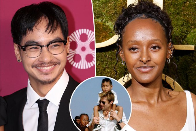 A composite image showing actor Masi Oka on the left and a woman with a nose ring on the right, with a circular inset photo in the middle showing a man carrying two children on his shoulders.
