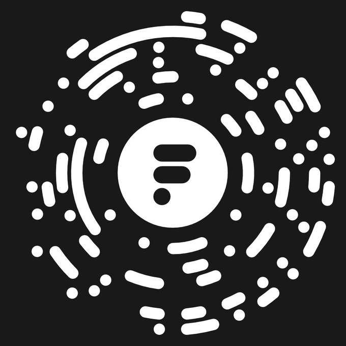 A black and white graphic with a circular pattern of dots and dashes surrounding a central logo that resembles the letter 'B'.