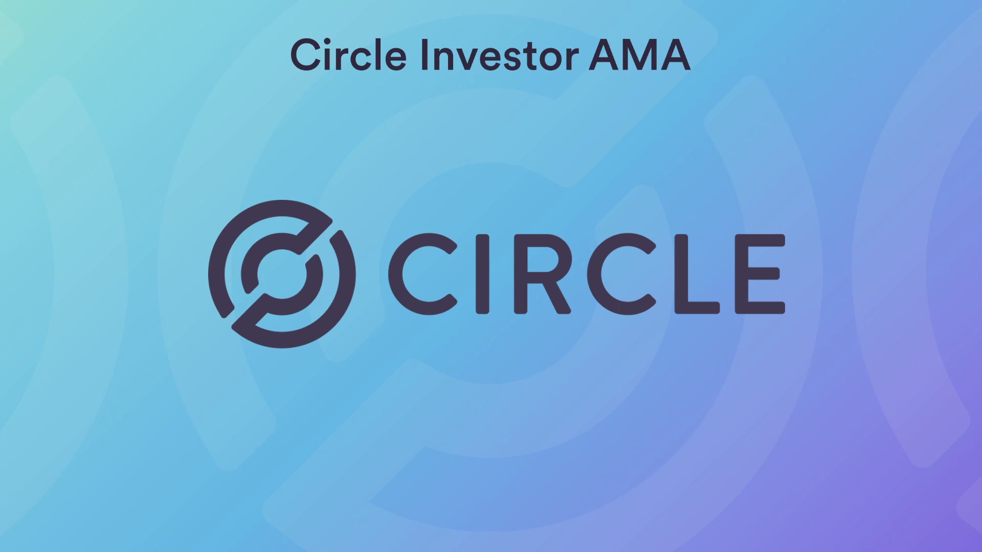The image features a logo for Circle Investor AMA, which is displayed against a blue background with purple circles. Below the logo, there's text that reads "Full replay on CRCL live AMA", indicating that this content is available for viewing or participating in an online event. The overall layout of the image suggests it could be part of a larger social media post promoting Circle Investor AMA.