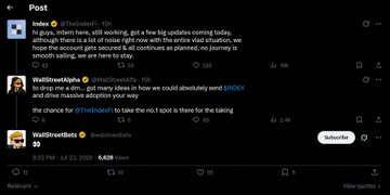 A Twitter screenshot displays WallStreetBets endorsing "@TheIndexFi," with the post stating "the chance for @TheIndexFi to take the no.1 spot is there for the taking," signaling community support for the project.