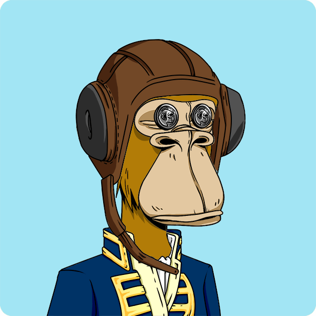 A cartoon illustration depicts a monkey wearing an aviator leather cap with goggles and a blue military-style jacket against a light blue background.
