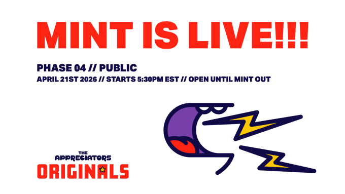 The image features an advertisement for a new video game called "Mint Is Live!". The poster includes a graphic of a person's mouth with a lightning bolt, accompanied by text that reads "Mint Is Live! Phase 94 / Public April 21st 2016 starts 8:30pm est/open until mint out". The poster also mentions the release date and time for the game.