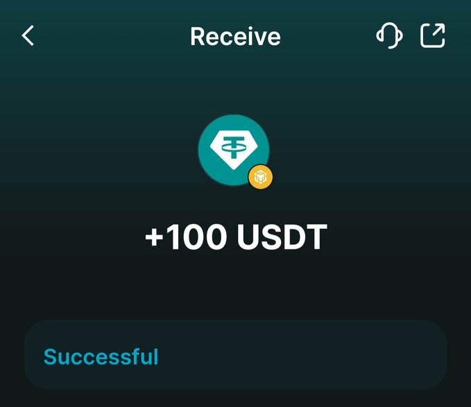 The image shows a screen displaying an app that allows users to send money using cryptocurrency, specifically USDT (United States Dollar Tether). The app has a green background with white text, indicating its purpose for sending money. A message box on the screen reads "Receive", suggesting that the user has successfully sent money through the app. The image also includes a coin icon and a dollar sign, which are commonly used to represent USDT transactions in cryptocurrency exchanges.