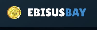 The image is a banner for "EbisusBay" featuring a gold coin logo with a smiling face on the left and the bold text "EBISUSBAY" (with "EBISUS" in white and "BAY" in blue) against a dark background, promoting the NFT marketplace platform mentioned in the post about the Crofam integration.