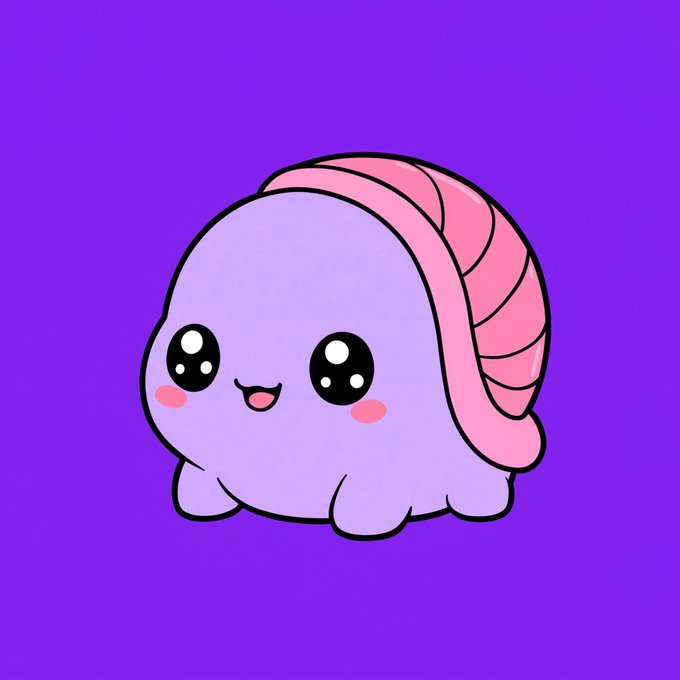 A cute cartoon lavender-colored character with a pink shell on its back smiles cheerfully against a vibrant purple background, illustrating the "Shelllies" token mascot featured in the announcement to hype the upcoming MAX Shelllies Token Points claim.