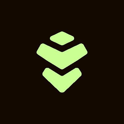 A minimalist green logo featuring a geometric, layered V-shape design on a dark background.