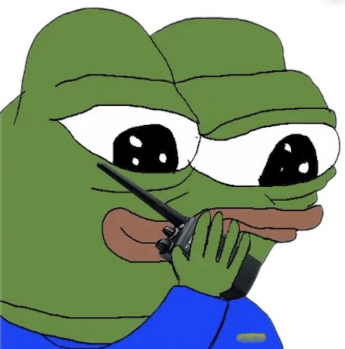 A cartoon drawing of the Pepe the Frog meme character holding a walkie-talkie radio up to his face.