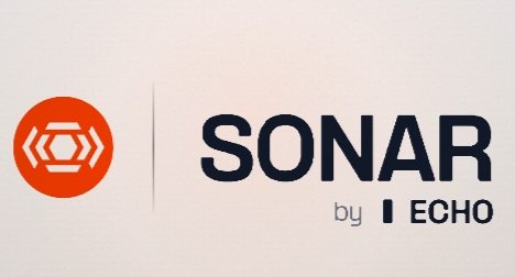 A logo featuring an orange circular icon with the text 'SONAR by ECHO' on a light background.