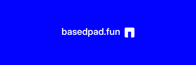 A blue banner displaying the white text "basedpad.fun" alongside a stylized "n" logo, serving as the branding header for the BasedPad platform announcement about their new Holder Rewards V3 system transitioning BPAD rewards from staking to holding.