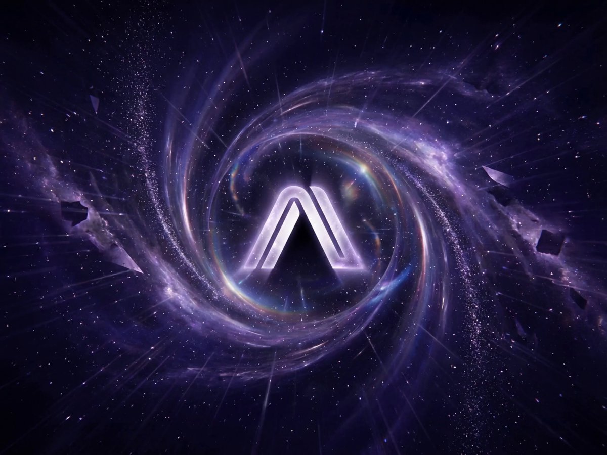 The image presents a surreal scene that features an upside-down triangle with a white "A" inside of it, surrounded by stars and planets. The photo has a space theme and a black background. A caption above this image says, " tomorrow a new era begins @Arcium". This seems to be a reference to the post on Facebook where the image is shared.