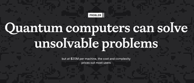 The image contains text that talks about the potential applications of Quantum computing for problem-solving, including its potential use as an alternative platform for computing. It also includes a reference to @quipnetwork's website which is related to computing.
