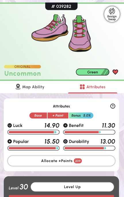 A screenshot of a gaming app shows an array of shoes displayed, with two pink ones that are labeled uncommon shoes. A player's high score indicates they have already taken place, possibly winning one or more prizes based on their performance. The text reveals that an upcoming post will announce the 3 winners in a 3 draws situation, and a skill winner has been chosen. Additionally, there is a post-competition listing of players and their respective scores.